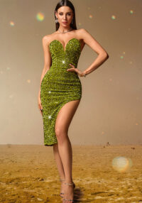 Women Sexy Backless Sequin Birthday Party Evening Dress