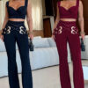 Women Sexy Casual Top and Two-Piece Pants Set