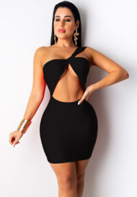 Women Sexy Cut-Out One-Shoulder Dress