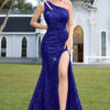 Women sexy one-shoulder slash shoulder sequined evening dress（Tie-Straps）