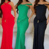 Women Sexy Party Gathered Bodycon Maxi Dress