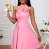 Women Sexy Rose Halter Bridesmaid Dress Elegant Dinner Dress