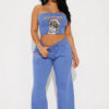 Women Sexy Strapless Top Trousers Two Piece Set