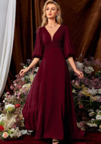 Women short-sleeved chiffon summer evening dress