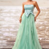 Women Sleeveless Wrap Formal Party mesh evening gown