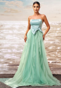 Women Sleeveless Wrap Formal Party mesh evening gown