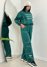 Women Solid Printed Casual Top and Pants Two-piece Set