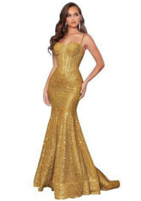 Women Solid Strapless Formal Party Fishtail Evening Dress(Processing time need 3-6 days)