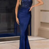 Women Solid Strapless Off-Shoulder Sequined Backless Lace-Up Fishtail Evening Dress