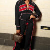 Women Sporty Casual Autumn/Winter Colorblock Long-Sleeved Top and Pant Two-Piece Set