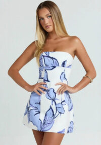 Women Strapless Floral Dress