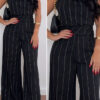 Women Striped Sleeveless Top + Pants Two-Piece Set