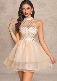 Women Summer Mesh Patchwork Sequin Dress