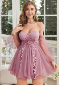 Women Summer Mesh Strapless Dress