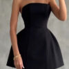 Women summer sexy solid sleeveless strapless dress