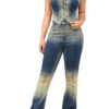 Women Summer Sleeveless Denim Vest and Pants Two-Piece Set