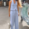 Women Summer Sleeveless Vest and Pants Two Piece Set