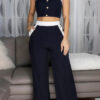 Women Summer Wrap Sleeveless Top and Trousers two-piece set