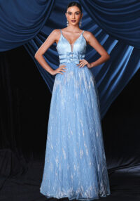 Women Suspender V-Neck Mesh Formal Party Maxi Evening Dress(Processing time need 3-6 days)