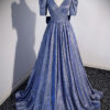Women V-neck starry sky gradient blue evening dress(Processing time need 3-6 days)