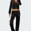 Women Velvet Hooded Sporty Two-Piece Top and Pant