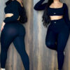 Women's Autumn Fashion Letter High Waist Solid Color Sport Yoga Pants Set