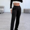 Women's Color-Blocked Casual Zip-Up Long Sleeve Top & Side-Stripe Sporty Pants Autumn/Winter Set