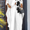 Women's Fashion Printed V-Neck Loose Long Sleeve Blouse Wide-Leg Pants Set