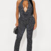 Women's Fashion Spot Print Hollow Out Strappy Top Pants Two-Piece Set