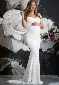 Women'S Lace Pregnant Women Trailing Short Sleeve Evening Dress Wedding Dress