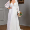 Women's Long-Sleeved V-Neck Lace Patchwork Wedding Dress