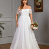 Women's Mesh Off Shoulder Short-Sleeved Bridal Wedding Dress