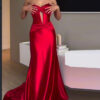 Women's Sexy Hollow Strapless Slit Evening Dress