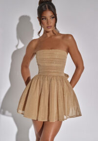 Women's Sexy Strapless Mesh Low Back Party Dress