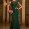 Women's Sleeveless Round Neck Sequin Formal Party Mermaid Evening Gown