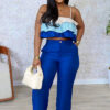 Women's Spring Summer Camisole Ruffle Top High Waist Pants Set