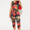 Women's Strawberry Print Two-Piece Pants Set