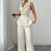 Women's Summer Chic Sleeveless Top & Straight-Leg Pants Two-Piece Set