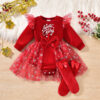 2 Pieces Set Baby Girls Christmas Letters Rompers And Socks Wholesale 25101502