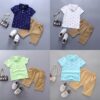 2 Pieces Set Baby Kid Boys Print Polo Shirts And Solid Color Shorts Wholesale 250604106