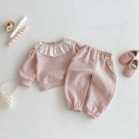 2 Pieces Set Baby Kid Girls Solid Color Tops And Pants Wholesale 25092218