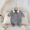Baby Boys Solid Color Striped Jumpsuits Wholesale 25092223