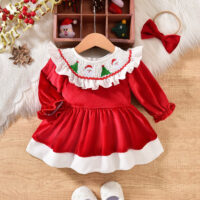 Baby Girls Cartoon Christmas Dresses Wholesale 25101507