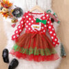 Baby Kid Girls Polka dots Cartoon Christmas Dresses Wholesale 25101529