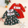 Baby Kid Girls Polka dots Cartoon Embroidered Christmas Dresses Wholesale 25101510