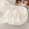 Baby Kid Girls Solid Color Bow Rompers Wholesale 25092215