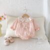 Baby Kid Girls Solid Color Bow Rompers Wholesale 25092217