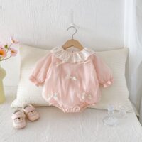 Baby Kid Girls Solid Color Bow Rompers Wholesale 25092217