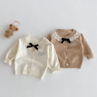 Baby Kid Girls Solid Color Letters Cardigan Wholesale 25092234