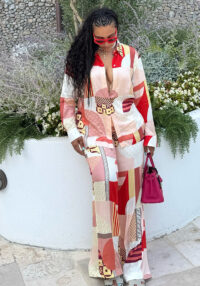 Plus Size African Women Elegant Printed Shirt and Pants Two-Piece Set